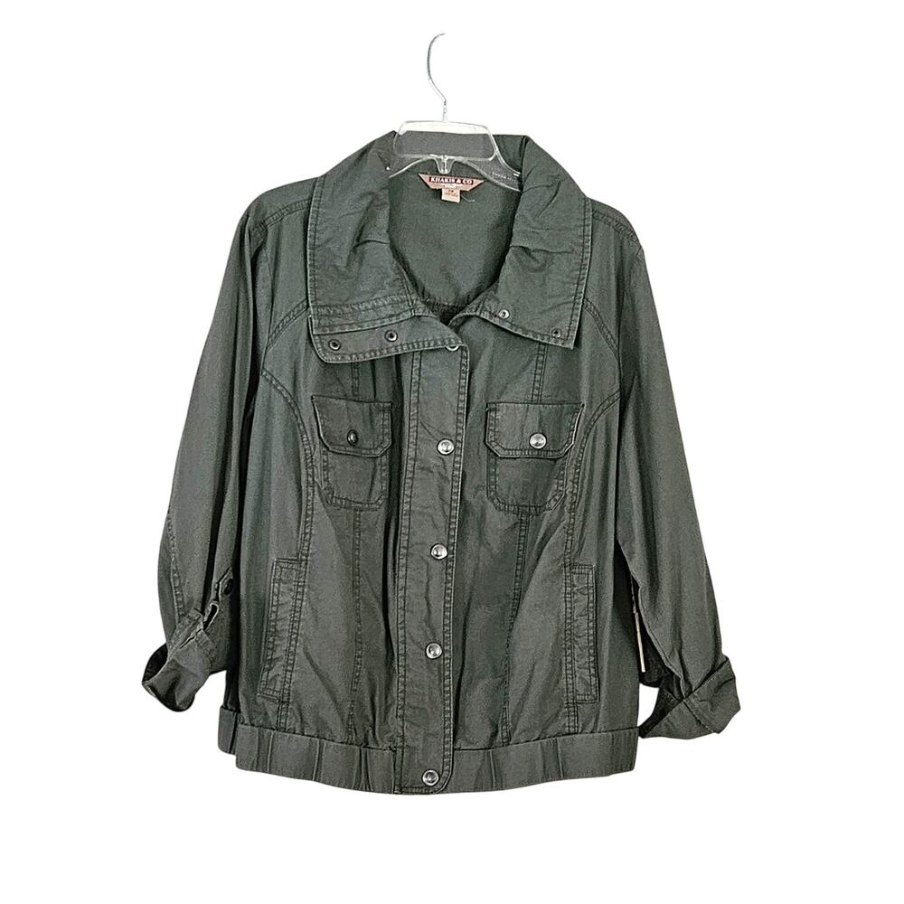 Khakis & Co Women's Army Green Snap Front Jacket sz 2X NWT